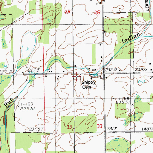 Topographic Map of Shippy Cemetery, MI