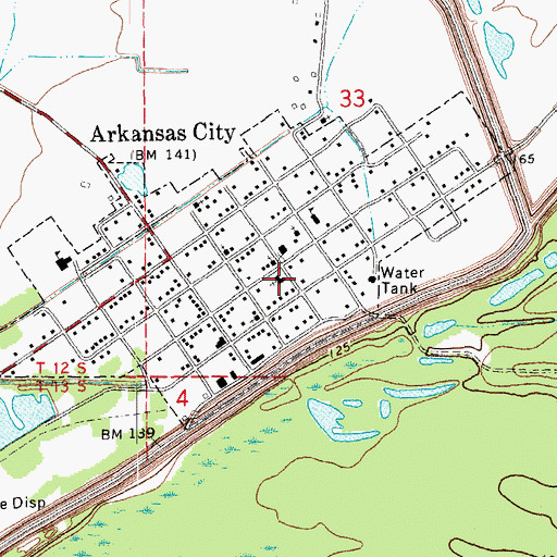 Topographic Map of Arkansas City Baptist Church, AR