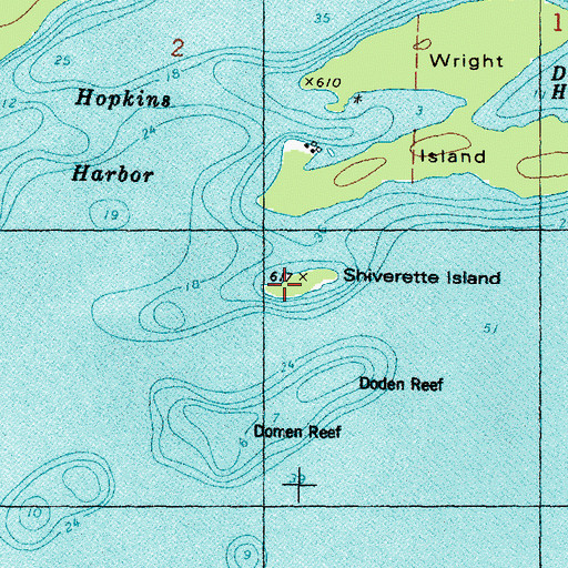 Topographic Map of Shiverette Island, MI