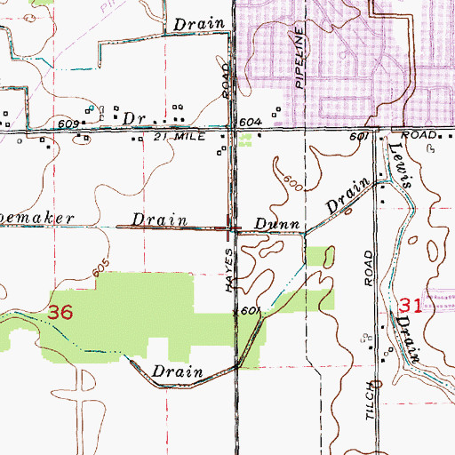 Topographic Map of Shoemaker Drain, MI