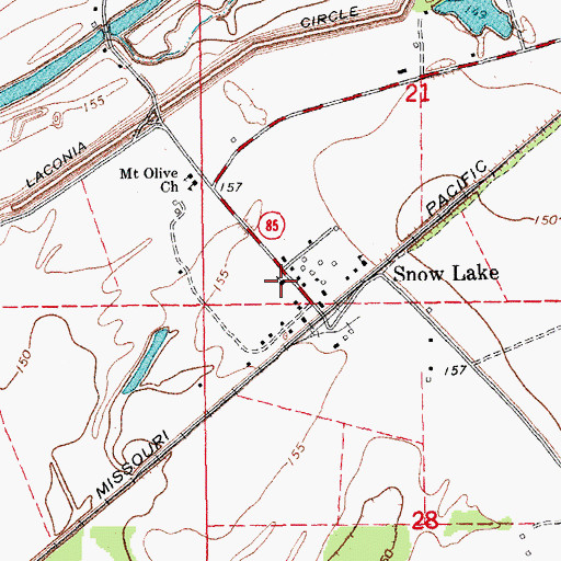Topographic Map of Snow Lake Baptist Church, AR