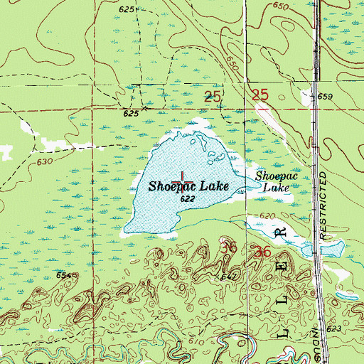 Topographic Map of Shoepac Lake, MI