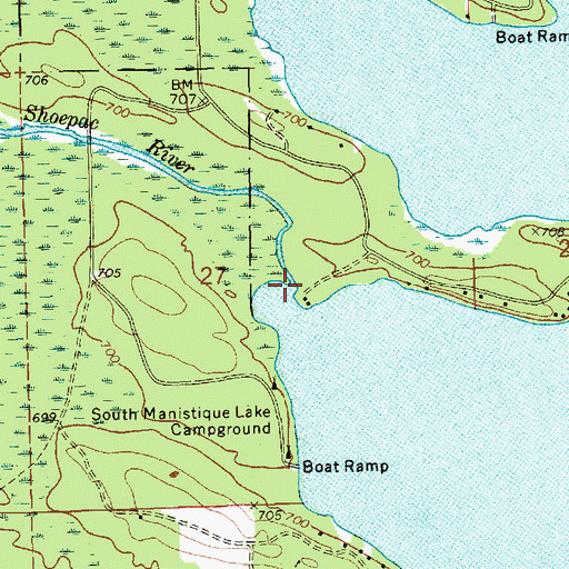 Topographic Map of Shoepac River, MI