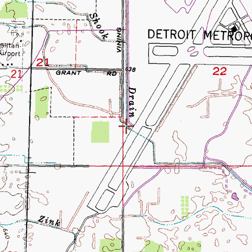 Topographic Map of Shook Drain, MI