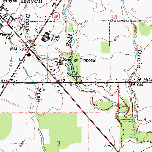 Topographic Map of Shook Drain, MI