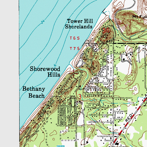Topographic Map of Shorewood Hills, MI