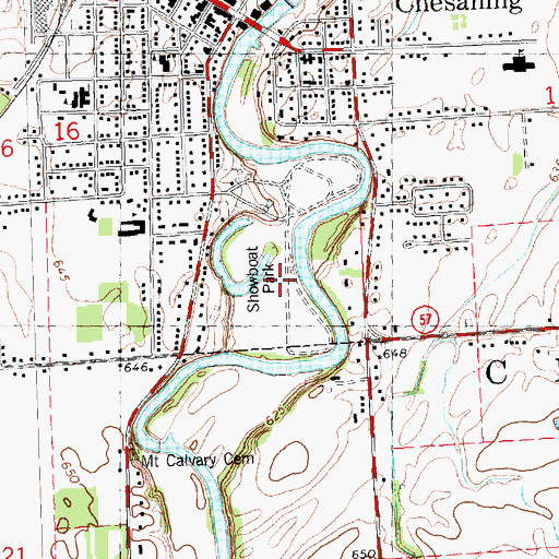 Topographic Map of Showboat Park, MI