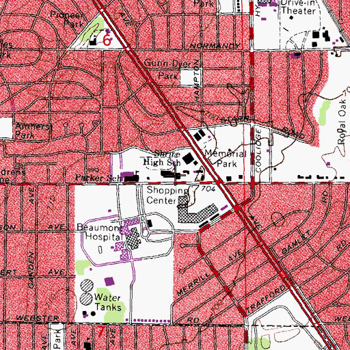 Topographic Map of Shrine High School, MI