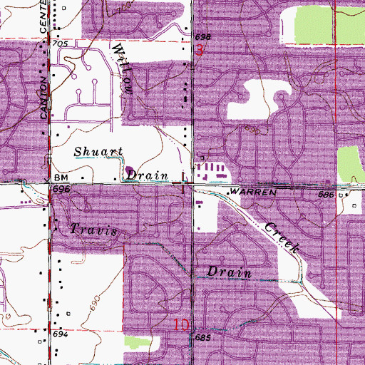 Topographic Map of Shuart Drain, MI