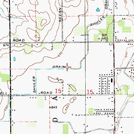 Topographic Map of Shuler Drain, MI