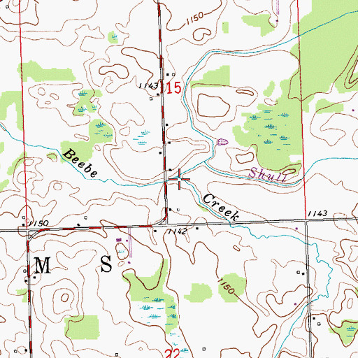 Topographic Map of Shull Drain, MI