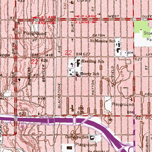 Topographic Map of Shurly School, MI