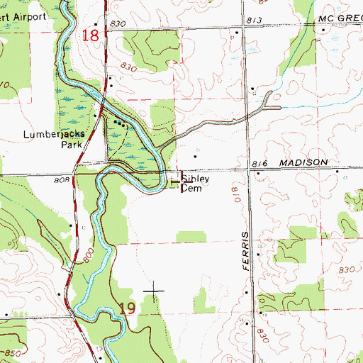Topographic Map of Sibley Cemetery, MI