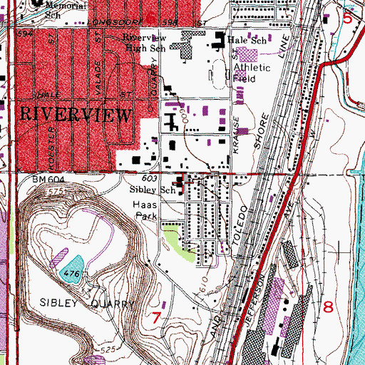 Topographic Map of Sibley School, MI