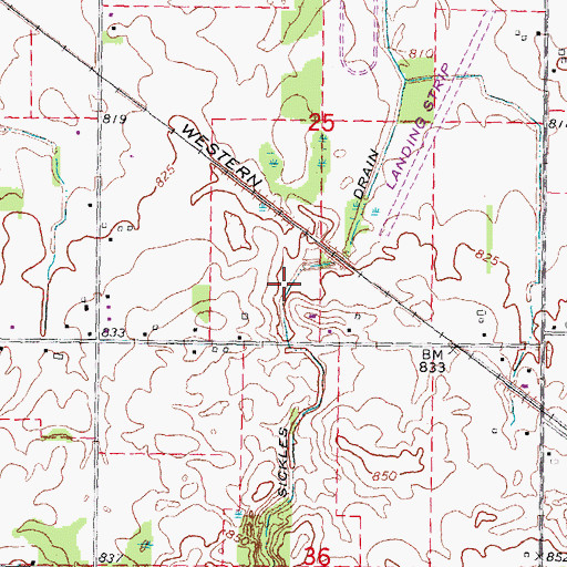 Topographic Map of Sickles Drain, MI