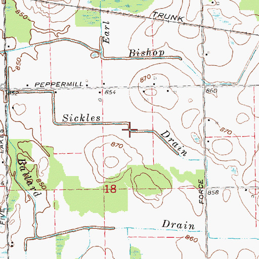 Topographic Map of Sickles Drain, MI