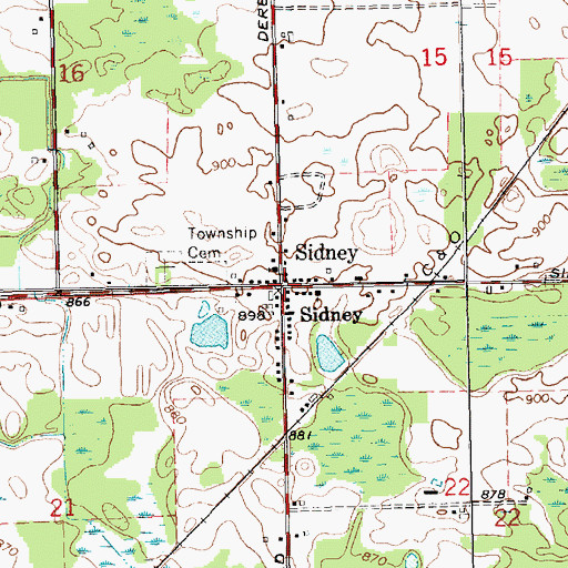 Topographic Map of Sidney, MI