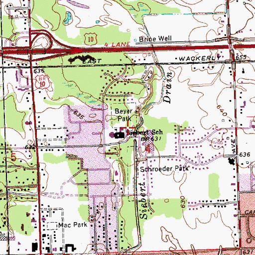 Topographic Map of Siebert School, MI