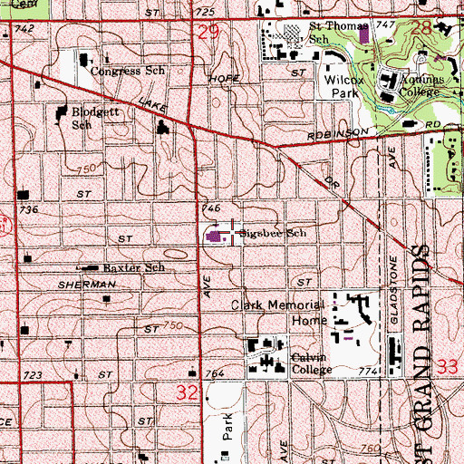 Topographic Map of Southeast Academic Center, MI