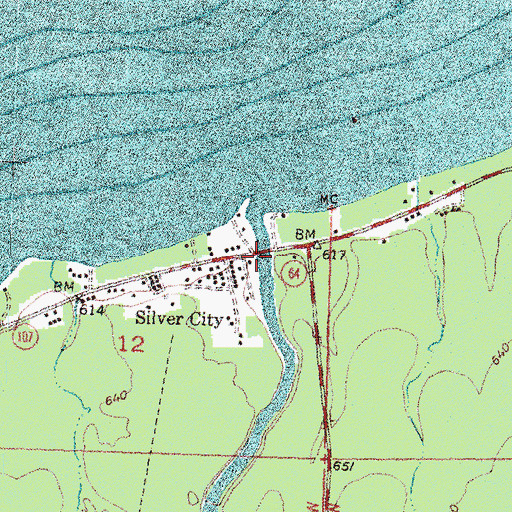 Topographic Map of Silver City, MI