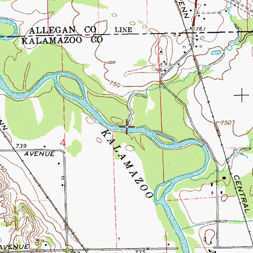 Topographic Map of Silver Creek, MI