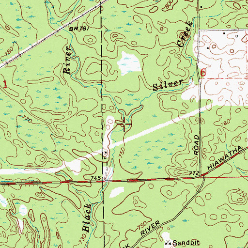 Topographic Map of Silver Creek, MI