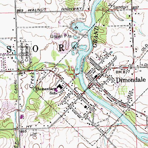 Topographic Map of Silver Creek, MI