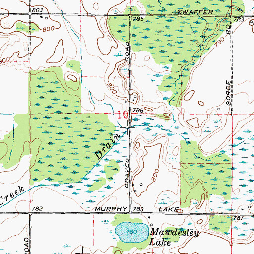 Topographic Map of Silver Creek, MI