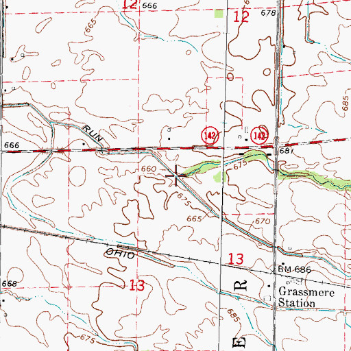 Topographic Map of Silver Creek, MI