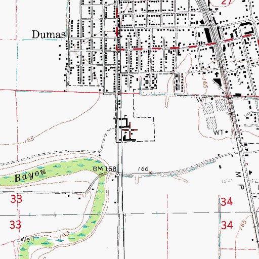Topographic Map of Reed Elementary School, AR