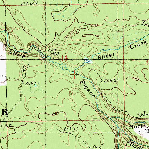 Topographic Map of Silver Creek, MI