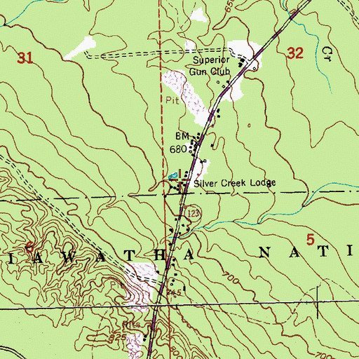 Topographic Map of Silver Creek Lodge, MI