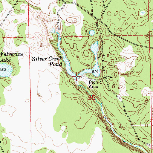 Topographic Map of Silver Creek Pond, MI
