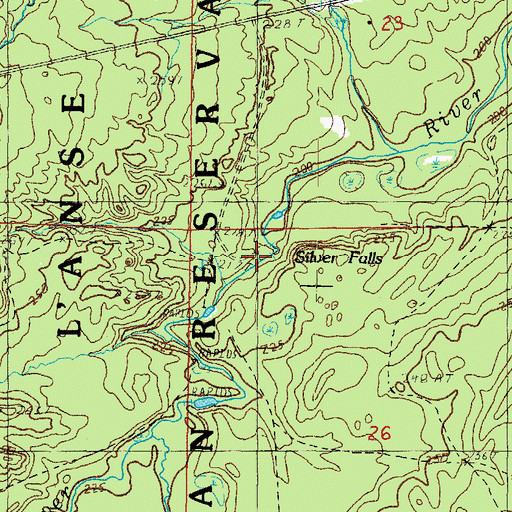 Topographic Map of Silver Falls, MI