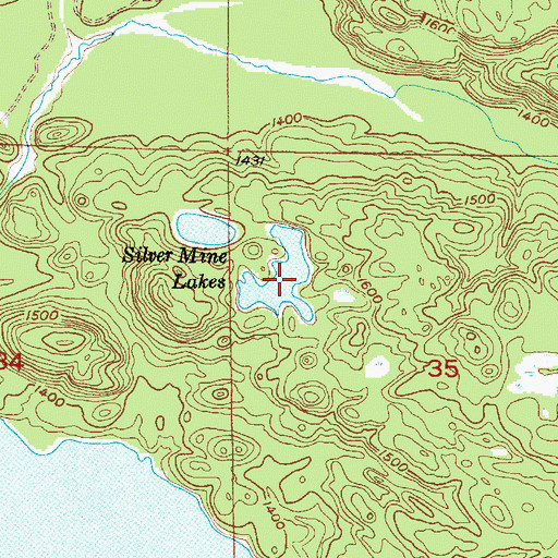 Topographic Map of Silver Mine Lakes, MI