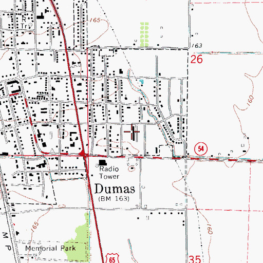 Topographic Map of Dumas Nursing Center, AR