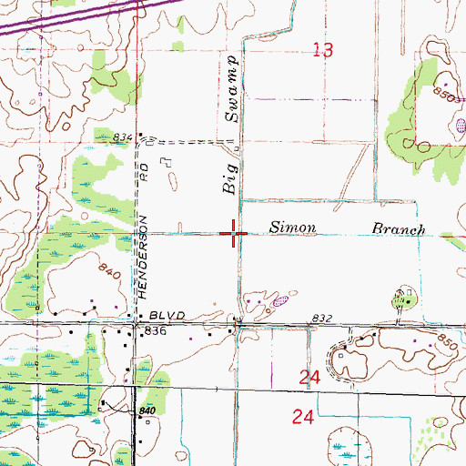 Topographic Map of Simon Branch, MI