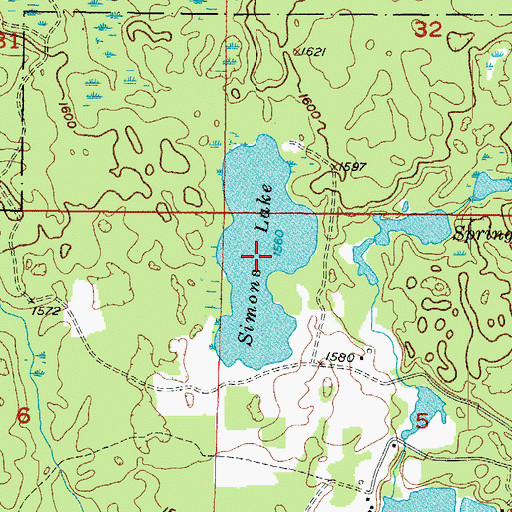 Topographic Map of Simons Lake, MI