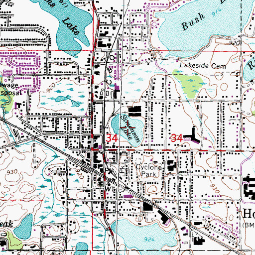 Topographic Map of Simonson Lake, MI