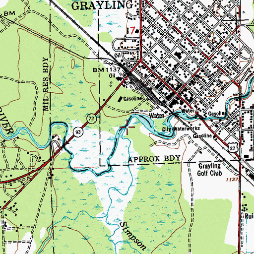 Topographic Map of Simpson Creek, MI