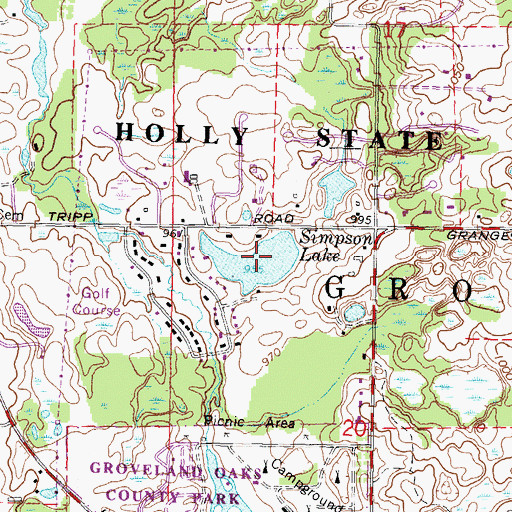 Topographic Map of Simpson Lake, MI