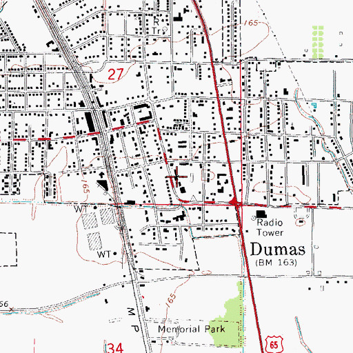 Topographic Map of Dumas Junior High School, AR