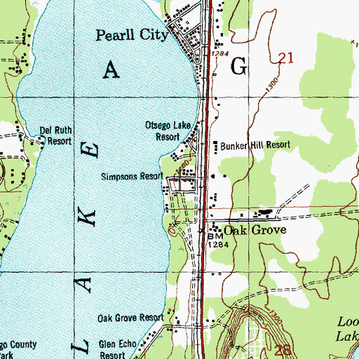 Topographic Map of Simpsons Resort, MI