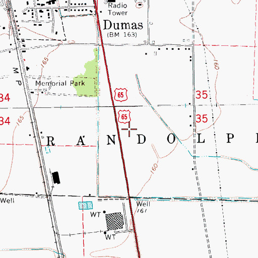 Topographic Map of Delta Memorial Hospital, AR