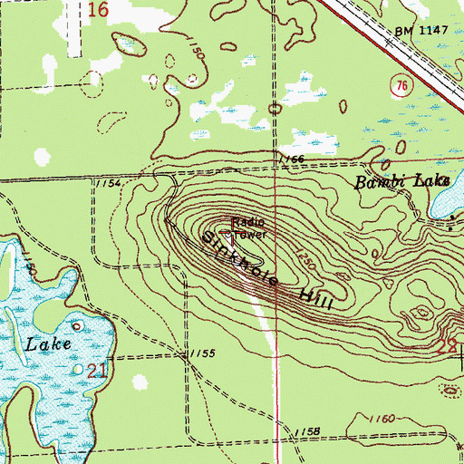 Topographic Map of Sinkhole Hill, MI