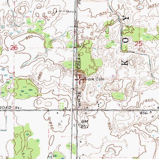 Topographic Map of Siple Cemetery, MI