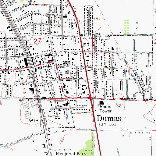 Topographic Map of Dumas Public Library, AR