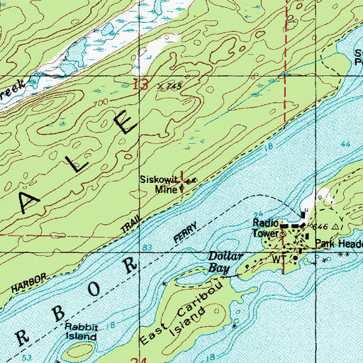 Topographic Map of Siskowit Mine, MI