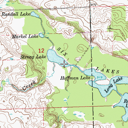 Topographic Map of Six Lakes, MI