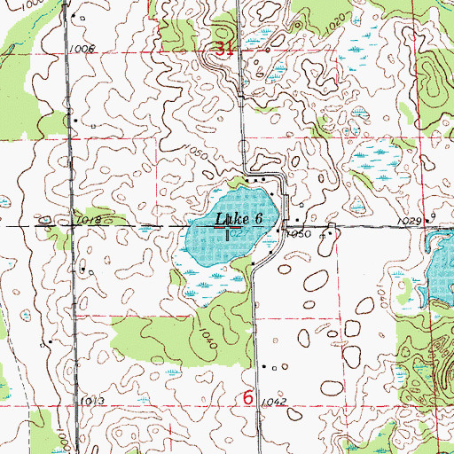 Topographic Map of Lake Six, MI
